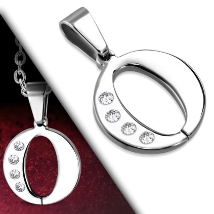 Retiazka s príveskom s písmenom - O - s očkami 1,8 cm x 1,8 cm