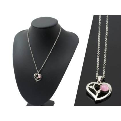 Retiazka s príveskom srdce s mačacím okom