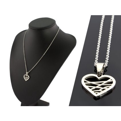 Retiazka s príveskom srdce z chirurgickej ocele -Annie