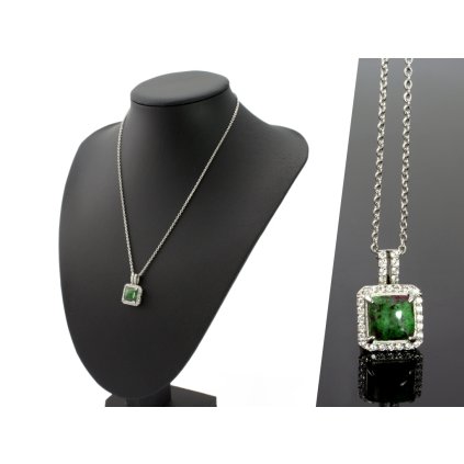 Retiazka s príveskom z polodrahokamu rubín v zoisite