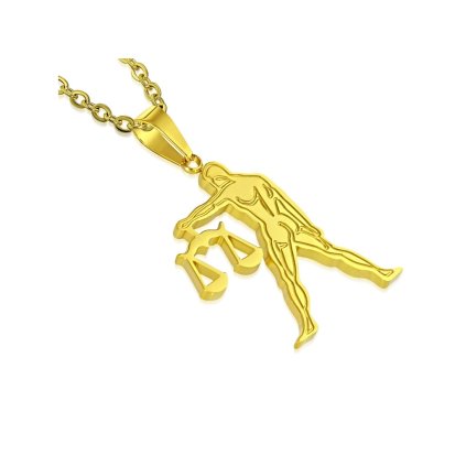 Retiazka s príveskom znamenie zverokruhu Váhy z ocele v zlatej farbe