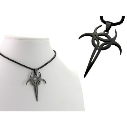 Oceľová retiazka s príveskom v čiernej farbe