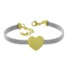 Dámsky strieborný oceľový náramok so zlatým srdiečkom