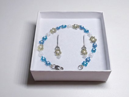 Sada "Ledový květ" - Náramek & Náušnice | Miyuki & Ocel