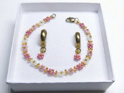 Sada "Růženka" - Náramek & Náušnice | Miyuki & Ocel