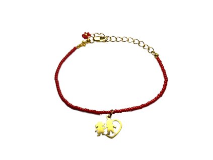 Náramek Lady Red s přívěskem (Miyuki & Ocel)