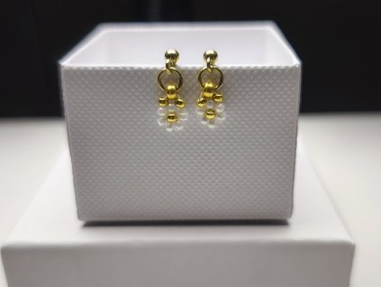 Puzetové náušnice Perlička - PVD Gold, Miyuki