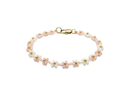 Náramek "Meruňkový květ" - PVD Gold, Miyuki.