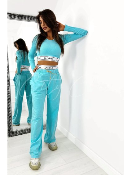 Dvoudílná souprava topu a kalhot COMO tyrkysová