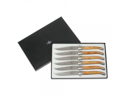 19734 forge de laguiole set 6 steakovych nozov rucka olivove drevo