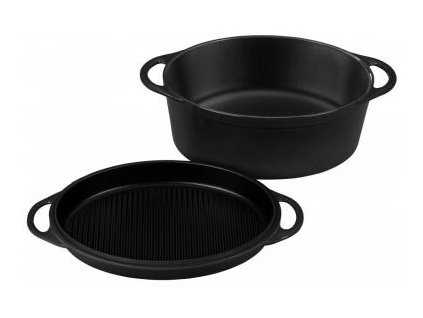 25095 le creuset liatinovy hrniec ovalny 32 cm s poklopom na gril cierny