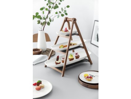 Villeroy & Boch - drevený etažér + 3ks misa - Artesano Original