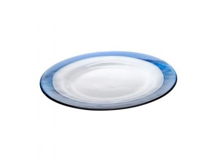 Zafferano - sklenený tanier Strip, modrý