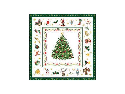 Servítky Christmas Evergreen White - veľké, 33 x 33 cm - Ambiente Europe BV - na objednávku