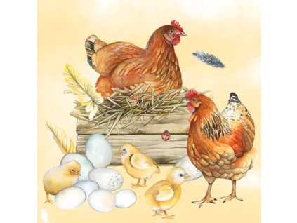 Servítky malé - 25x25 cm - Sliepočky a kuriatka