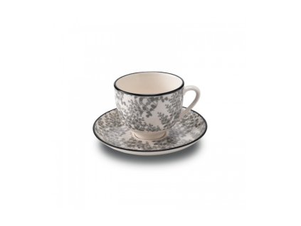 coffee cup small plate porcelain tue grey set 6 pieces