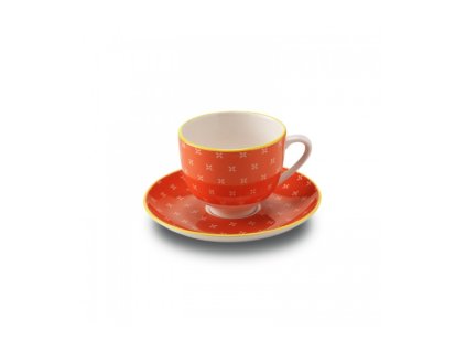 coffee cup small plate porcelain tue orange set 6 pieces