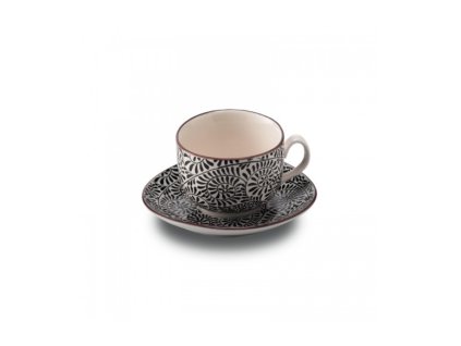 coffee cup small plate porcelain tue black set 6 pieces