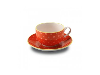 tea cup small plate porcelain tue orange set 4 pieces