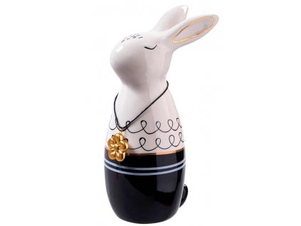 Zajac keramika biela/čierna 20cm