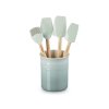 le creuset craft set container and spatulas sea salt