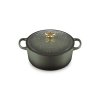 round casserole with gold star knob 24cm thyme holly le creuset