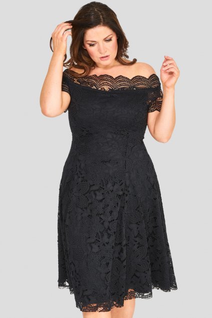Krajkové šaty Avant Garde s rozšířenou sukní černé 2