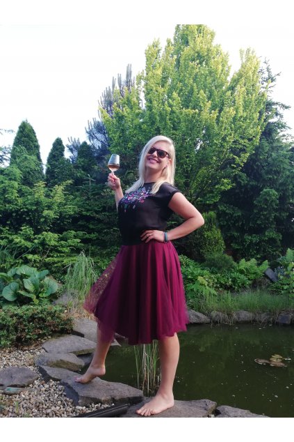 Tylová sukně Abagail Bellazu vínová 6