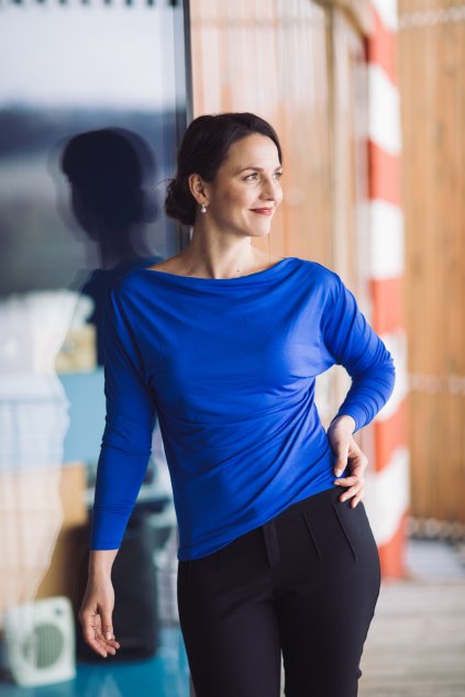 Dámská halenka z bambusu Rosmarina s dlouhým rukávem korálově modrá 2