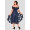 Romantické šaty Lavish s krajkovou sukní tmavě modré 4