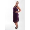Krásné fialové šaty Nina Plum zdobené perličkami s kabátkem 8