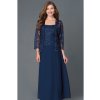 Dlouhé tmavě modré šaty Timeless s krajkovým bolérkem 1