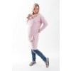 Prodloužená mikina s kapucí a dlouhým rukávem cákaná pudrově růžová 13