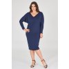 Hladké šaty Theme s netopýřími rukávy tmavě modré 3