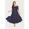 Dlouhé krajkové šaty Marble s krátkým rukávem tmavě modré 1
