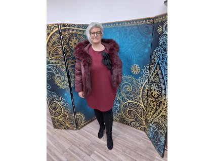 Bordová bunda s vnútornou kožišinkou