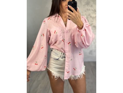 KOŠILE VALENTINA ZE 100% BAVLNY CHERRY RŮŽOVÁ