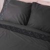 Set povlečení z jemné bavlny s elegantním vyšíváním - Nienna, Anthracite