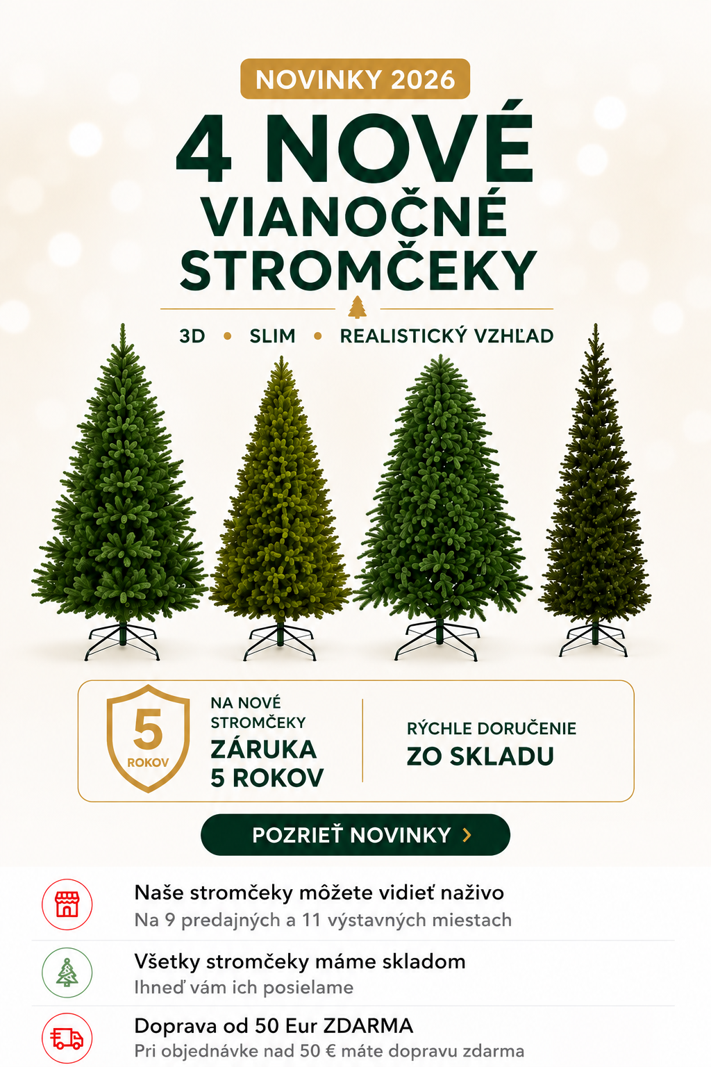 3D umelé vianočné stromčeky