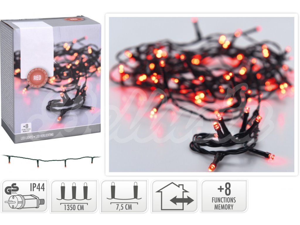 Vianočné osvetlenie reťaz 180 LED Červená  Reťaz 180 LED Červená