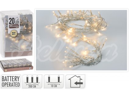 Vianočné osvetlenie reťaz 20 LED Teplá biela  Reťaz 20 LED Teplá biela