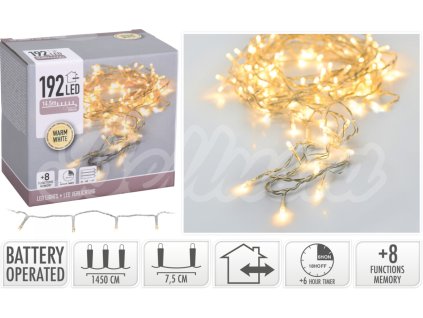 Vianočné osvetlenie reťaz 192 LED Teplá biela  Reťaz 192 LED Teplá biela