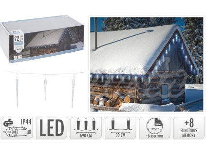 Vianočné osvetlenie Cencúle 72 LED Studená biela