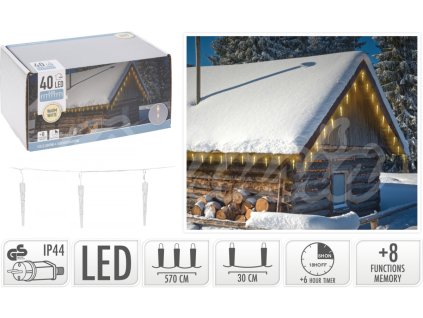 Vianočné osvetlenie Cencúle 40 LED Teplá biela