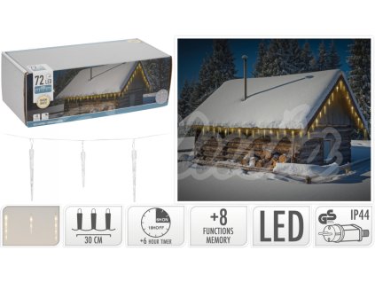 Vianočné osvetlenie Cencúle 72 LED Teplá biela