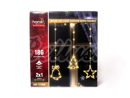 Vianočné osvetlenie Záves 186 Micro LED Figúrky Teplá biela