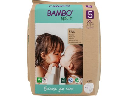 BAMBO Plienky jednorazové Nature veľ. 5 (12-18 kg), 22 ks, papierové balenie