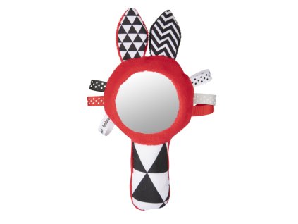 CANPOL BABIES Činka kontrastná pískacia so zrkadielkom Sensory