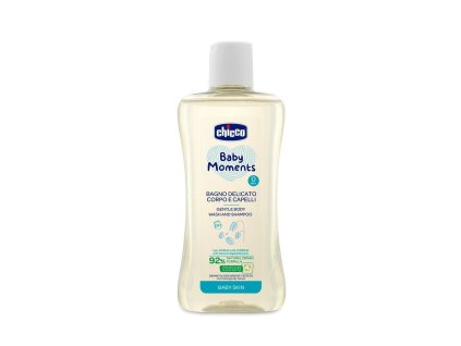 CHICCO Šampón jemný na vlasy a telo Baby Moments 92 % prírodných zložiek 200 ml