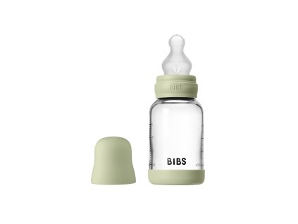 BIBS antikolikova sklenena flasa so silikonovym cumlikom 120ml Sage 50191250 5713795265688